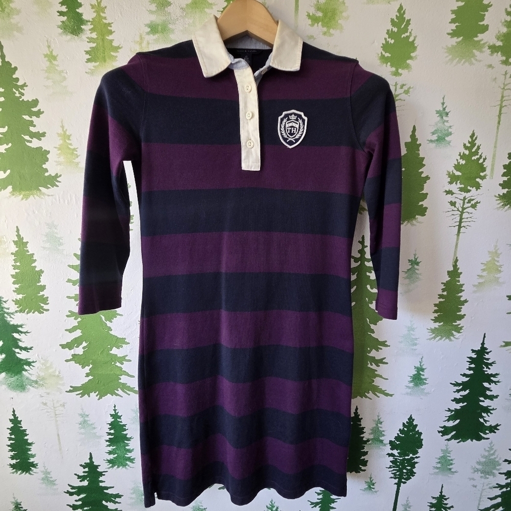 Striped Timny Hilfiger Purple and Black Polo Dress
